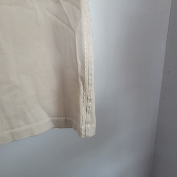 Hot Sauce Beige Skirt Knee Length White Stitching One Patch Pocket - Picture 4 of 6